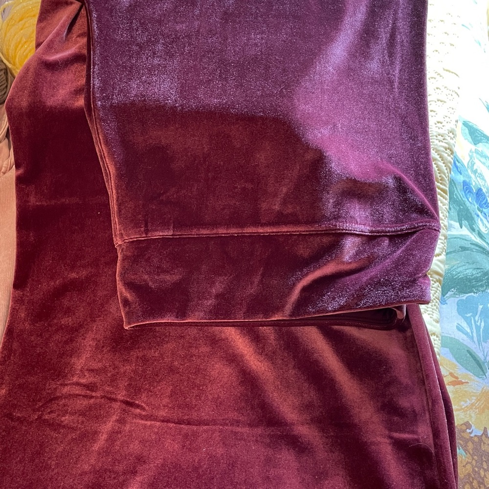 Belle by Kim Gravel Velvet Palazzo Pant Port Wine Womens Petite Plus Size 18